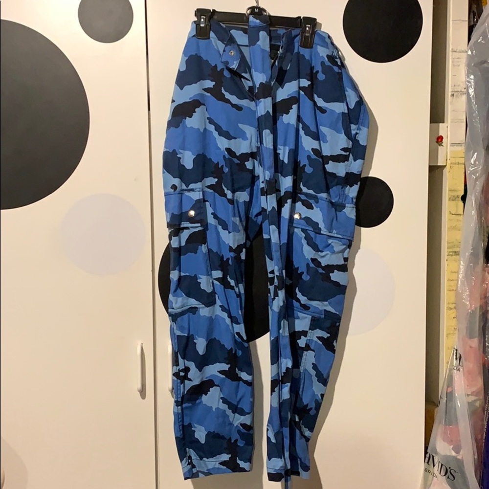 Blue Camo Cargo Pants